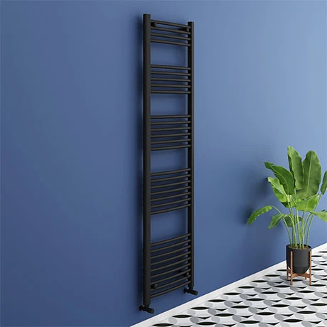 Toreno Black Curved W500 X H1800mm Heated Towel Rail 1 Toreno Black Curved W500 X H1800mm Heated Towel Rail