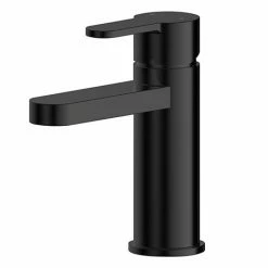 Toreno Round Black Mono Basin Mixer With Push Button Waste