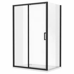 Toreno Matt Black 1200 X 800mm Sliding Door Shower Enclosure + Pearlstone Tray -Toreno Shop BLK128SDE d2 460