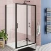Toreno Matt Black 1200 X 800mm Sliding Door Shower Enclosure + Pearlstone Tray