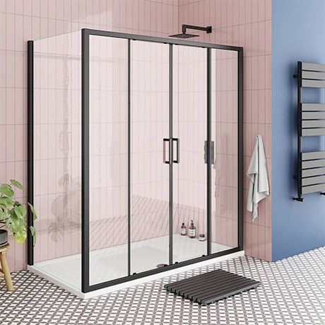 Toreno Matt Black 1400 X 900mm Double Sliding Door Shower Enclosure Without Tray 1 Toreno Matt Black 1400 X 900mm Double Sliding Door Shower Enclosure Without Tray