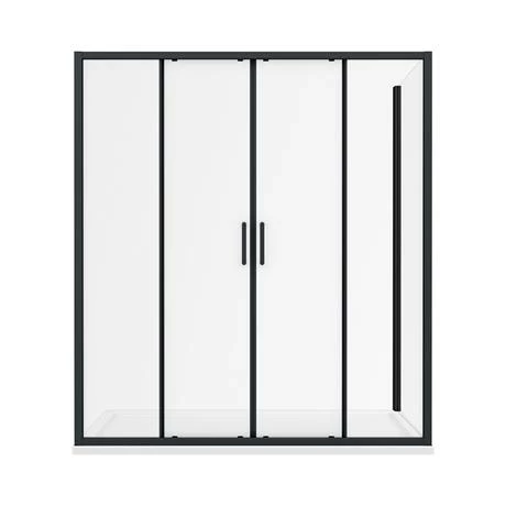 Toreno Matt Black 1700 X 700mm Double Sliding Door Shower Enclosure + Pearlstone Tray 5 Toreno Matt Black 1700 X 700mm Double Sliding Door Shower Enclosure + Pearlstone Tray - Image 5