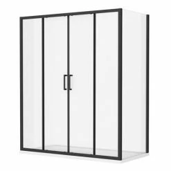 Toreno Matt Black 1700 X 800mm Double Sliding Door Shower Enclosure Without Tray -Toreno Shop BLK178SDENT d2 460
