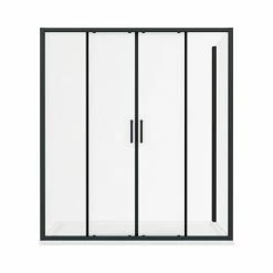 Toreno Matt Black 1700 X 800mm Double Sliding Door Shower Enclosure + Pearlstone Tray -Toreno Shop BLK178SDE d3 460