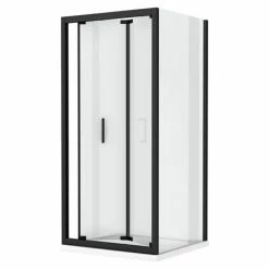 Toreno Matt Black 700 X 700mm Bi-Fold Door Shower Enclosure + Pearlstone Tray -Toreno Shop BLK7BFSE d3 460