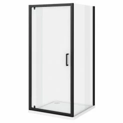 Toreno Matt Black 800 X 800mm Pivot Door Shower Enclosure Without Tray -Toreno Shop BLK8PDENT d2 460