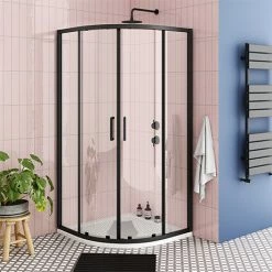 Toreno Matt Black 800 X 800mm Quadrant Shower Enclosure