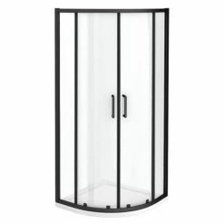 Toreno Matt Black 800 X 800mm Quadrant Shower Enclosure + Pearlstone Tray -Toreno Shop BLK8QSE d3 460