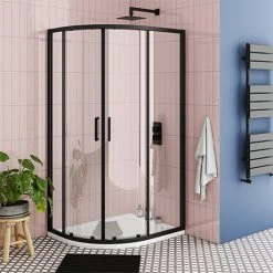 Toreno Matt Black 900 X 760mm Offset Quadrant Shower Enclosure
