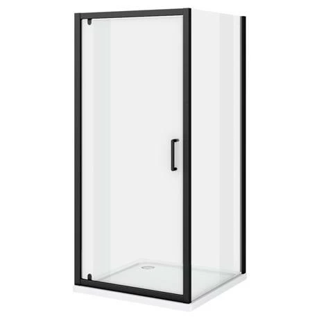Toreno Matt Black 900 X 900mm Pivot Door Shower Enclosure Without Tray 3 Toreno Matt Black 900 X 900mm Pivot Door Shower Enclosure Without Tray - Image 3