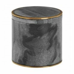 Toreno Grey Marble Brass Effect Storage Pot