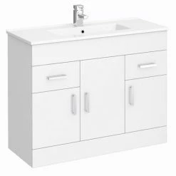 Toreno 1500mm Gloss White Vanity Unit Bathroom Suite - Depth 400/200mm 9 Toreno 1500mm Gloss White Vanity Unit Bathroom Suite - Depth 400/200mm -Toreno Shop MOD1500 d2 460