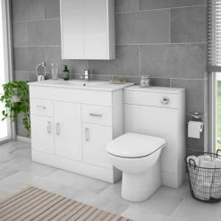 Toreno 1500mm Gloss White Vanity Unit Bathroom Suite - Depth 400/200mm 11 Toreno 1500mm Gloss White Vanity Unit Bathroom Suite - Depth 400/200mm -Toreno Shop MOD1500 n d3 460