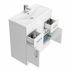 Toreno Basin Unit - 800mm Modern High Gloss White With Mid Edged Basin -Toreno Shop MVME800 d3 460