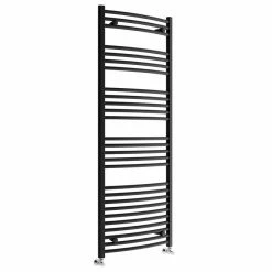 Toreno Black W600 X H1600mm Heated Towel Rail - Curved