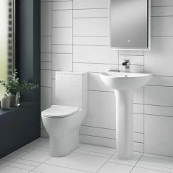 Toreno Round Rimless Close Coupled Toilet + Soft Close Seat -Toreno Shop TRRWC nwd1 460