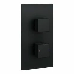 Toreno Matt Black Wall Mounted Waterfall Bath Filler + Concealed Thermostatic Valve -Toreno Shop TWMCTV BLK n detail1 460