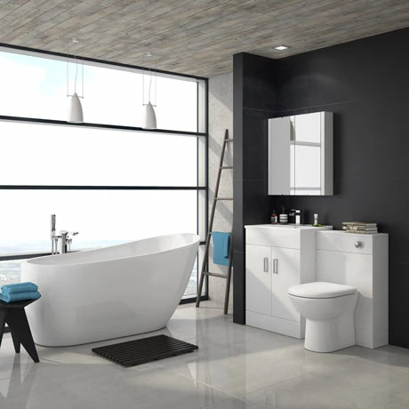 Toreno Vanity Unit Suite + Modern Slipper Bath 1 Toreno Vanity Unit Suite + Modern Slipper Bath